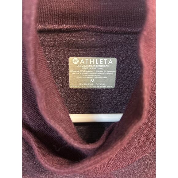 Athleta Remarkable Wool Turtle Neck Maroon Thumb Hole Lightweight Sweater - Picture 3 of 8